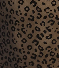 Honey & Sparkle Flocked Mesh Cheetah Printed Boat Neck Long Bell Sleeve Dress