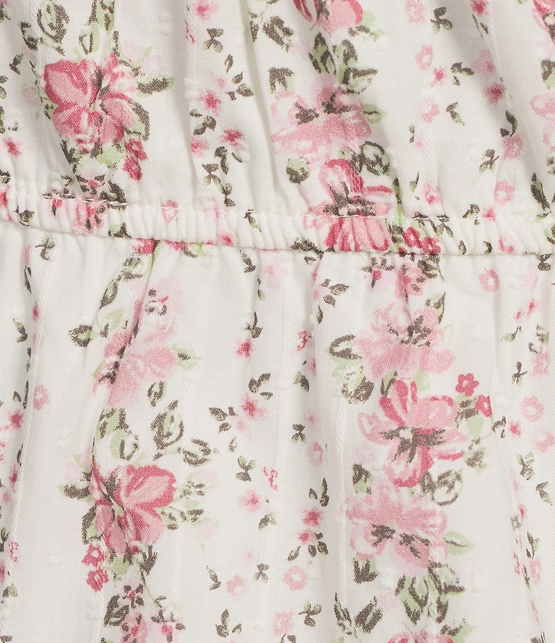 Honey & Sparkle Floral Printed Flutter Sleeve V-Neck Smocked Top