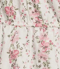 Honey & Sparkle Floral Printed Flutter Sleeve V-Neck Smocked Top