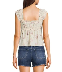 Honey & Sparkle Floral Printed Scoop Neck Top