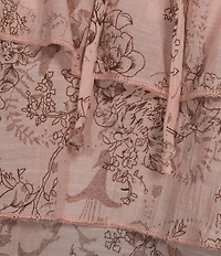 Honey & Sparkle Floral Toile Print V-Neck Tiered Ruffle Top