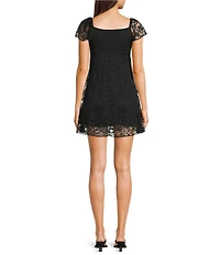 Honey & Sparkle Lace Flutter Sleeve Tie Front Mini Dress