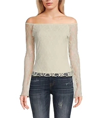 Honey & Sparkle Lace Off The Shoulder Long Sleeve Top