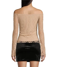 Honey & Sparkle Lace Off The Shoulder Long Sleeve Top