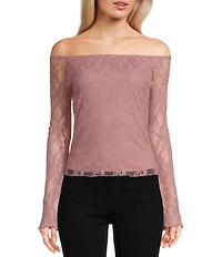 Honey & Sparkle Lace Off The Shoulder Long Sleeve Top