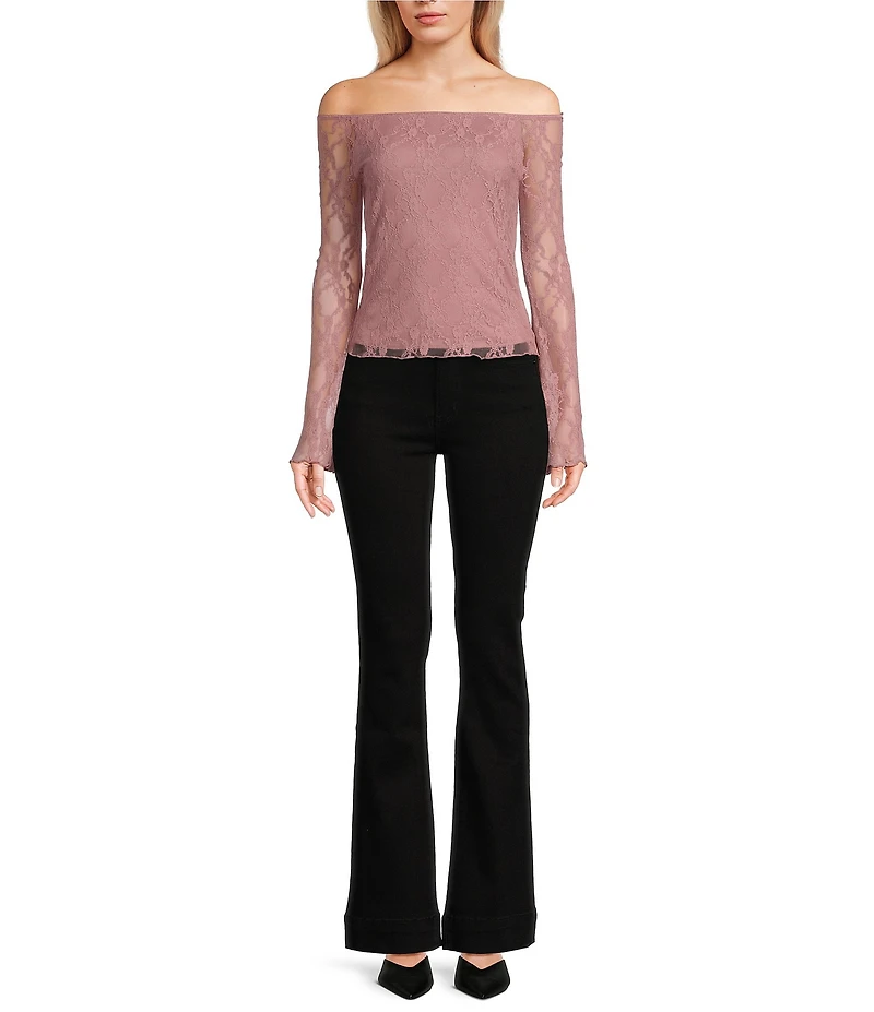 Honey & Sparkle Lace Off The Shoulder Long Sleeve Top