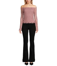 Honey & Sparkle Lace Off The Shoulder Long Sleeve Top