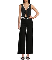 Honey & Sparkle Stripe Lace Trim Tie Front Vest