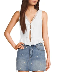 Honey & Sparkle Lace Trim Tie Front Vest