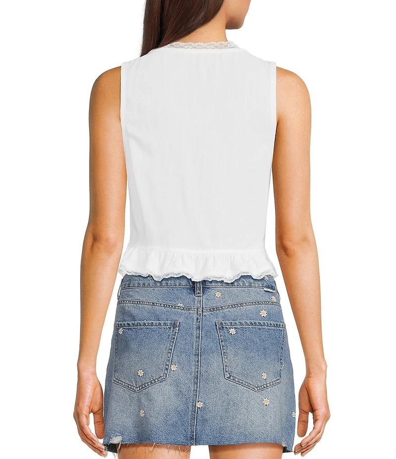 Honey & Sparkle Lace Trim Tie Front Vest