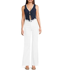 Honey & Sparkle Stripe Lace Trim Tie Front Vest