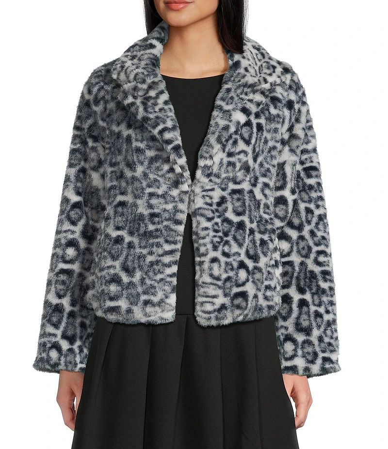 Honey & Sparkle Leopard Printed Faux Fur Jacket