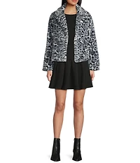 Honey & Sparkle Leopard Printed Faux Fur Jacket