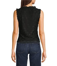 Honey & Sparkle Mesh V-Neck Ruffle Edge Lined Bow Trim Top