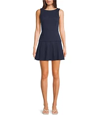 Honey & Sparkle Pinstripe Boat Neck Sleeveless Drop Waist Dress