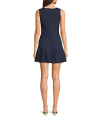 Honey & Sparkle Pinstripe Boat Neck Sleeveless Drop Waist Dress