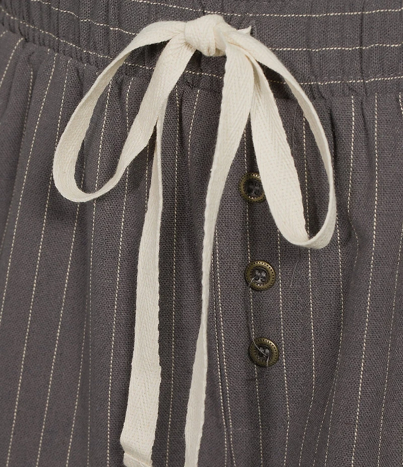 Honey & Sparkle Pinstripe Pattern Mid Rise Lace Trim Wide Leg Pants