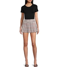 Honey & Sparkle Plaid Pleated Skirt
