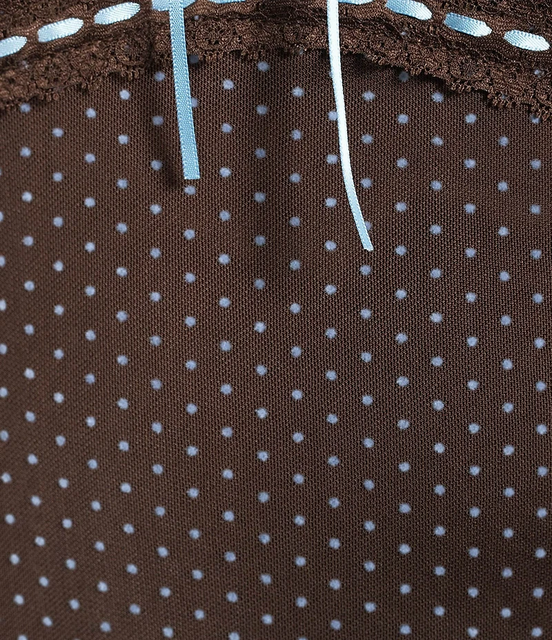 Honey & Sparkle Polka Dot Mesh Flutter Sleeve Tie Back Top