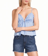 Honey & Sparkle Poplin Ruffled V-Neck Tank Top