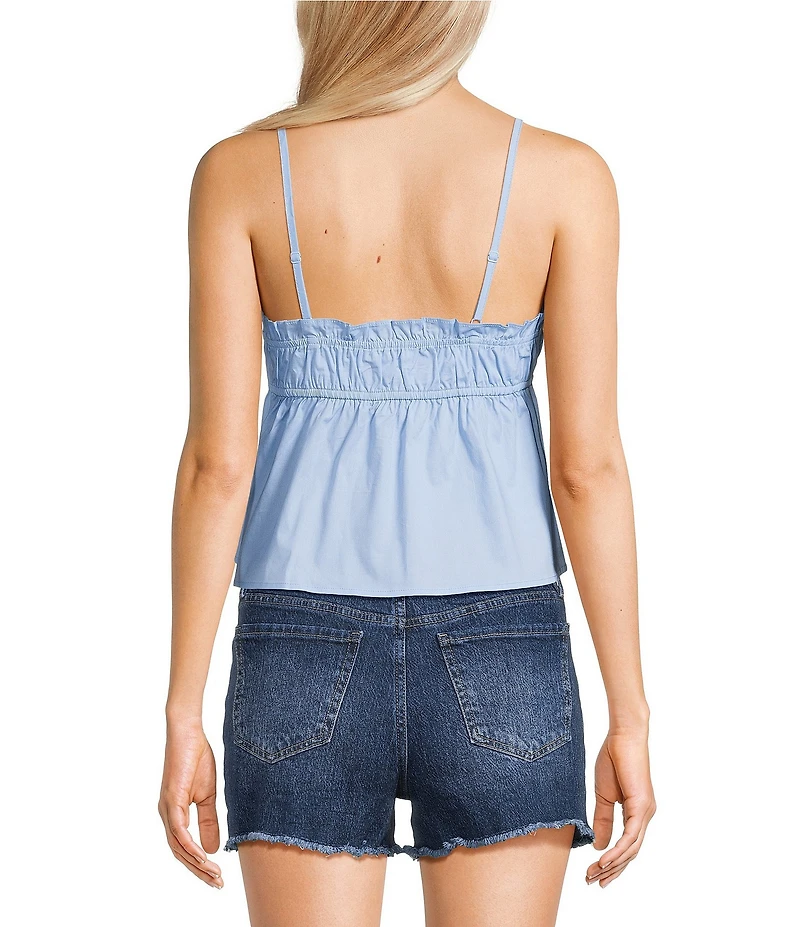 Honey & Sparkle Poplin Ruffled V-Neck Tank Top