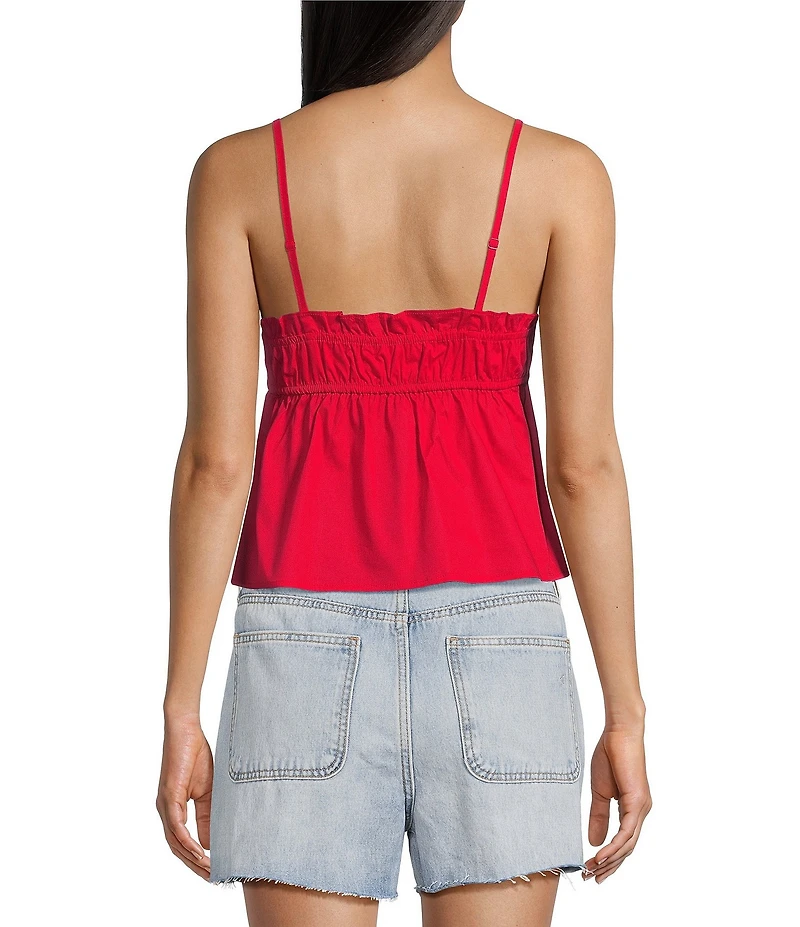Honey & Sparkle Poplin Ruffled V-Neck Tank Top