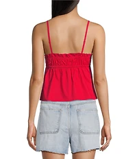 Honey & Sparkle Poplin Ruffled V-Neck Tank Top