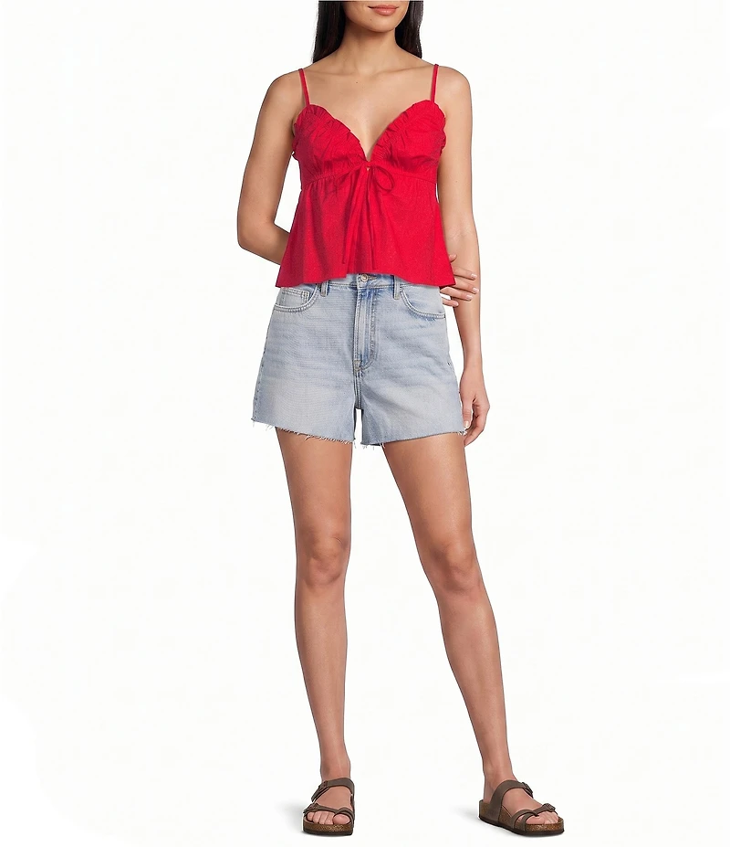 Honey & Sparkle Poplin Ruffled V-Neck Tank Top