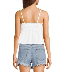 Honey & Sparkle Poplin Ruffled V-Neck Tank Top