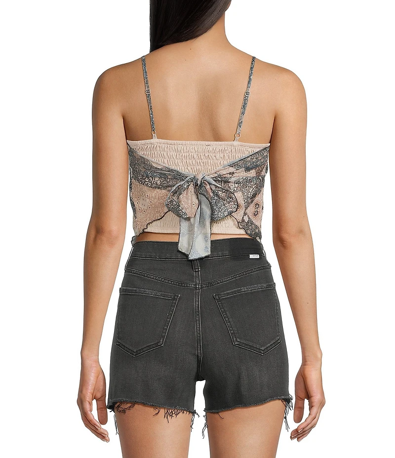 Honey & Sparkle Paisley Printed Mesh Handkerchief Hem Tank Top