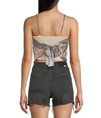 Honey & Sparkle Paisley Printed Mesh Handkerchief Hem Tank Top