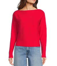 Honey & Sparkle Ribbed Boat Neck Dolman Long Sleeve Sweater
