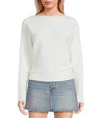 Honey & Sparkle Ribbed Boat Neck Dolman Long Sleeve Sweater