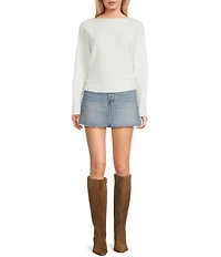 Honey & Sparkle Ribbed Boat Neck Dolman Long Sleeve Sweater