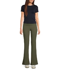 Honey & Sparkle Ribbed Mid Rise Fold Over Flare Leggings