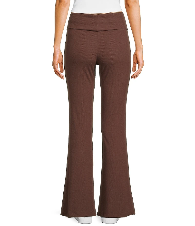 Honey & Sparkle Ribbed Mid Rise Fold Over Flare Leggings