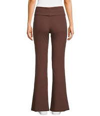 Honey & Sparkle Ribbed Mid Rise Fold Over Flare Leggings
