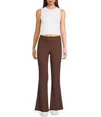 Honey & Sparkle Ribbed Mid Rise Fold Over Flare Leggings