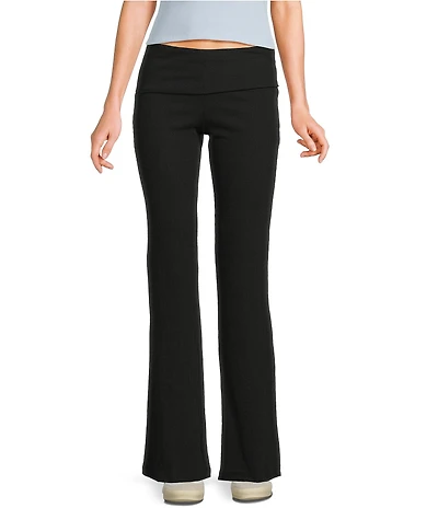 Honey & Sparkle Ribbed Mid Rise Fold Over Flare Leggings