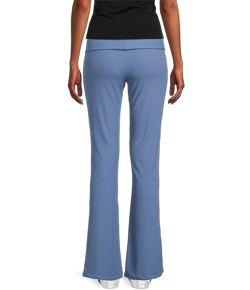 Honey & Sparkle Ribbed Mid Rise Fold Over Flare Leggings