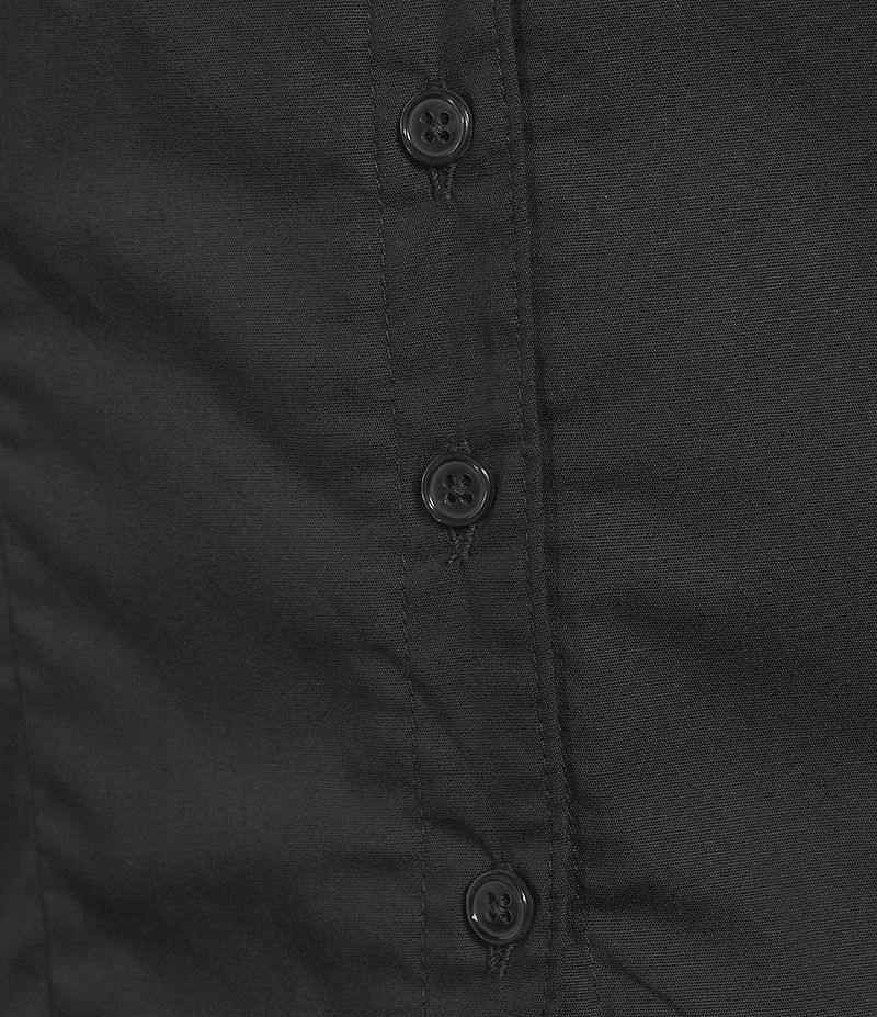 Honey & Sparkle Short Puff Sleeve Point Collar Button Front Top