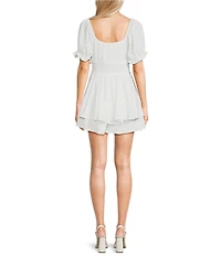 Honey & Sparkle Short Puff Sleeve Toe Front Tiered Romper