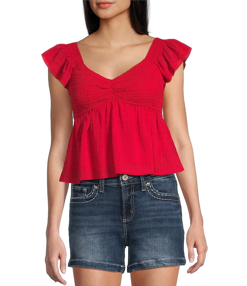 Honey & Sparkle Smocked Bodice Baby Doll Top