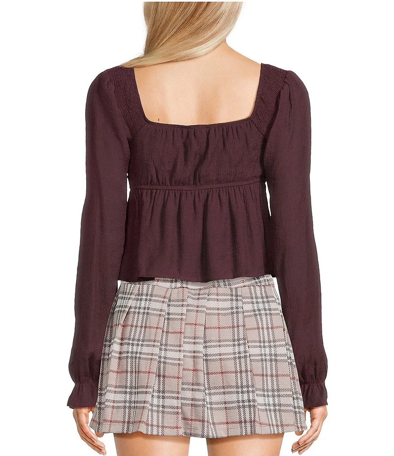 Honey & Sparkle Smocked V-Neck Long Puff Sleeve Top