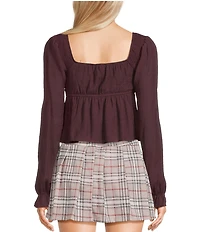 Honey & Sparkle Smocked V-Neck Long Puff Sleeve Top