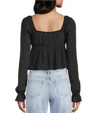 Honey & Sparkle Smocked V-Neck Long Puff Sleeve Top