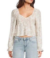 Honey & Sparkle Smocked V-Neck Long Puff Sleeve Top