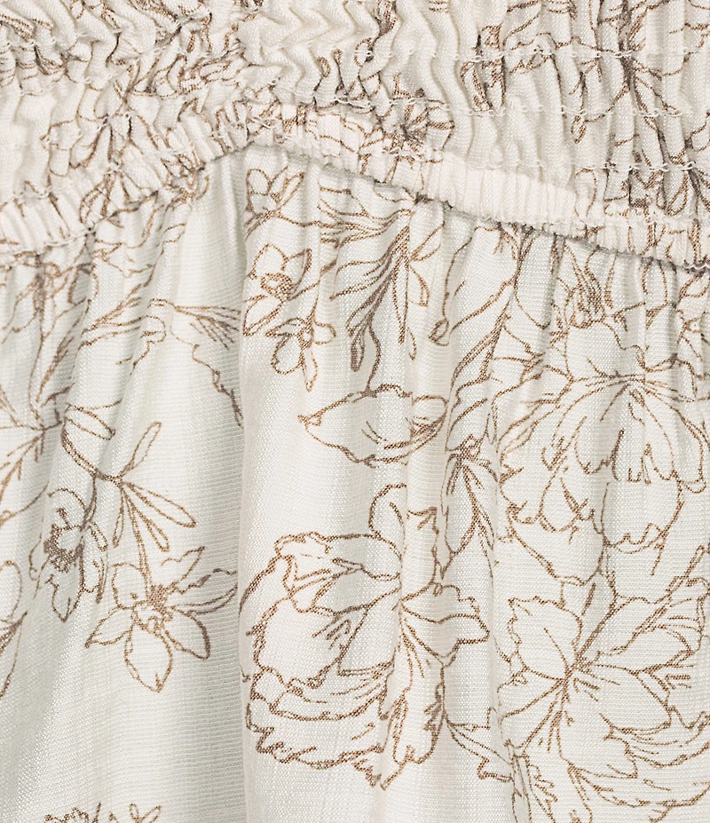 Honey & Sparkle Smocked V-Neck Long Puff Sleeve Top