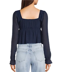 Honey & Sparkle Smocked V-Neck Long Puff Sleeve Top