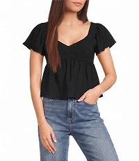 Honey & Sparkle Solid Smocked Baby Doll Top
